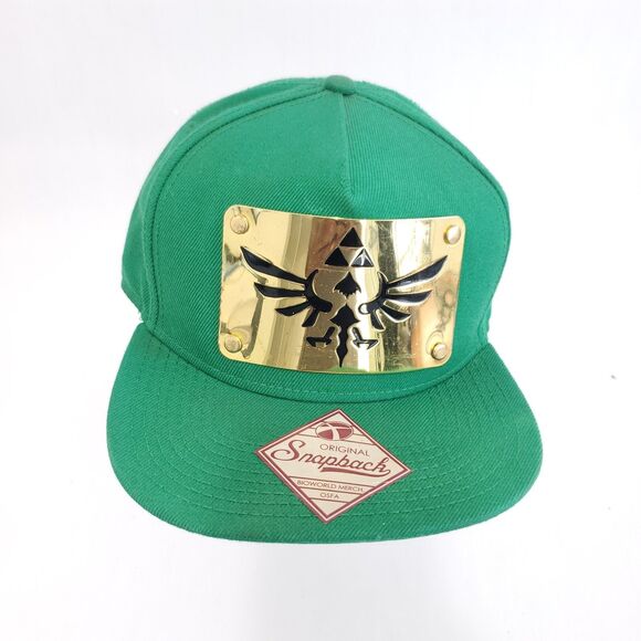 THE LEGEND OF ZELDA SNAPBACK HAT Green&Gold triforce logo FlatBill Link WOOL Men - Picture 2 of 10